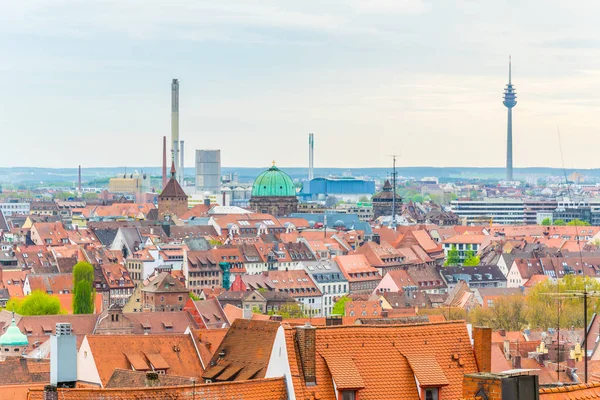 Vista Aérea Nurnberg Dominada Por Elizabethkirche Alemán — Foto de Stock