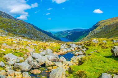 Glendalough, Irelan alt ve üst Gölü havadan görünümü