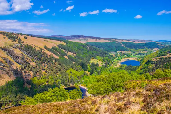 Veduta Aerea Del Lago Superiore Inferiore Glendalough Irlandese — Foto Stock