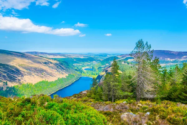 Veduta Aerea Del Lago Superiore Inferiore Glendalough Irlandese — Foto Stock