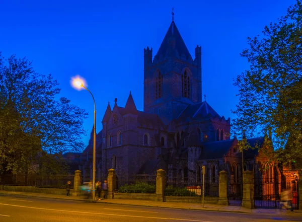 Night view of the Christ church Cathedral in Dublin, Irelan