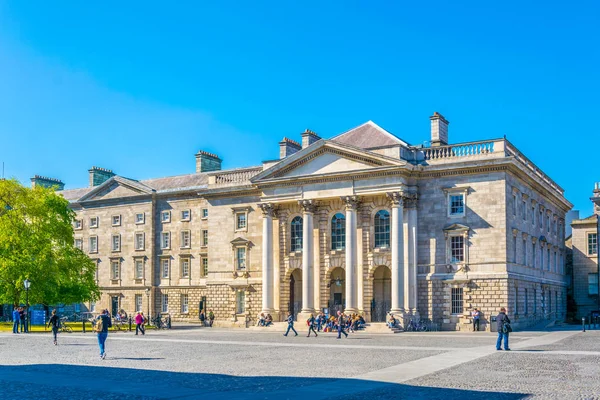 View of a building on the parliament square inside of the trinity college campus in Dublin, Irelan