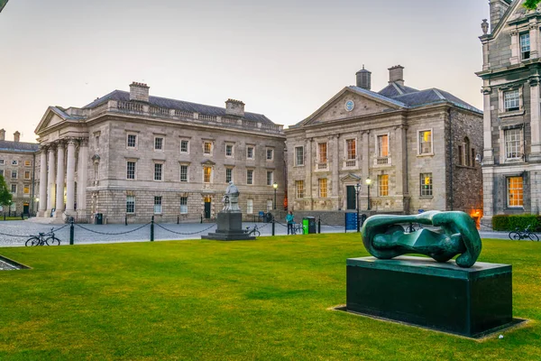 View of a building on the parliament square inside of the trinity college campus in Dublin, Irelan