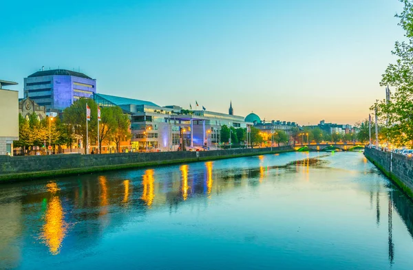 Solnedgång Utsikt Över Dublin Kommunfullmäktige Lagarnas — Stockfoto