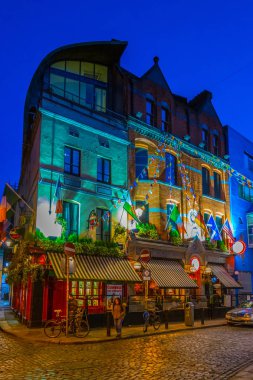 Dublin, İrlanda, 10 Mayıs 2017: gece görünümü temple bar İlçe Merkezi Dublin, Irelan