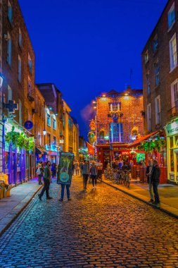 Dublin, İrlanda, 10 Mayıs 2017: gece görünümü temple bar İlçe Merkezi Dublin, Irelan