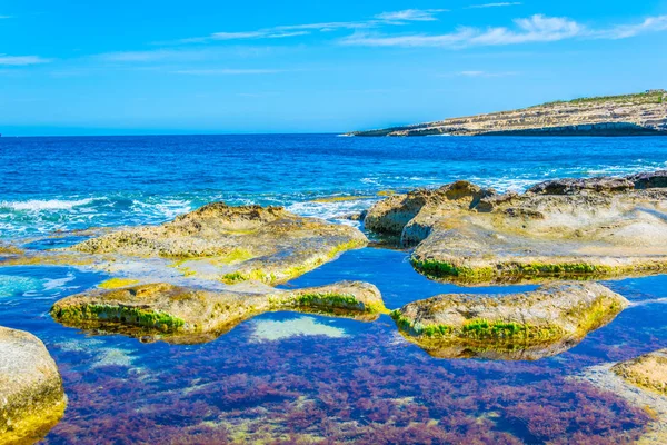 Blick Auf Zerklüftete Küste Bei Marsaxlokk Malz — Stockfoto