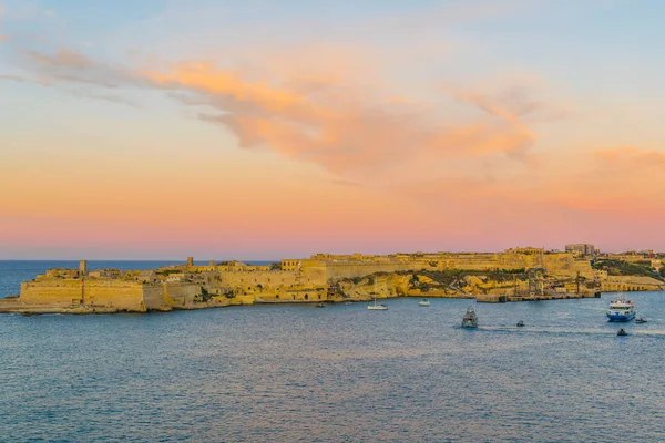 Вид Закат Форта Риказоли Мальте — стоковое фото