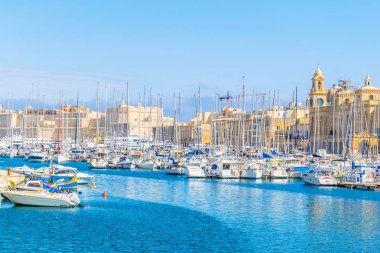 Görünümü grand harbour Marina şehir, Malt Birgu ve Senglea arasında