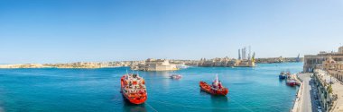 Fort st. Angelo ve Valletta, Malt Senglea Birgu beldesi iki gemi karşı karşıya