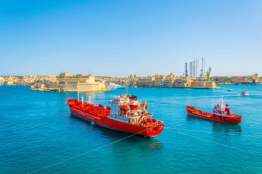 Fort st. Angelo ve Valletta, Malt Senglea Birgu beldesi iki gemi karşı karşıya