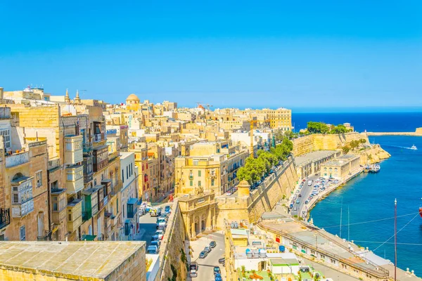 Kusten Valletta Tittade Från Upper Barrakka Gardens Valletta Malt — Stockfoto