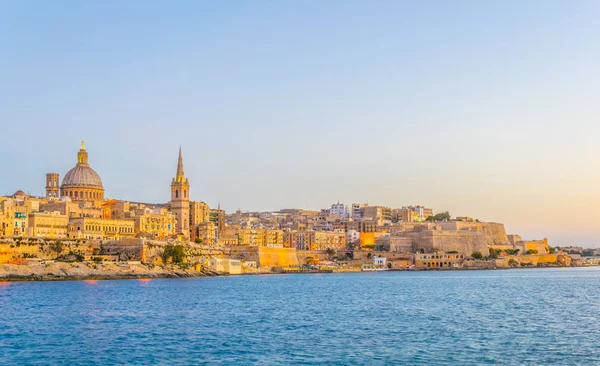 Skyline Valleta Atardecer Malta — Foto de Stock