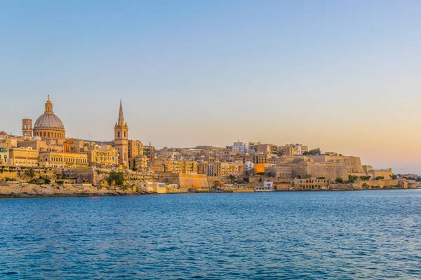 Skyline Valleta Atardecer Malta — Foto de Stock