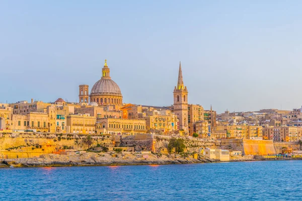 Skyline Valleta Время Заката Мальта — стоковое фото