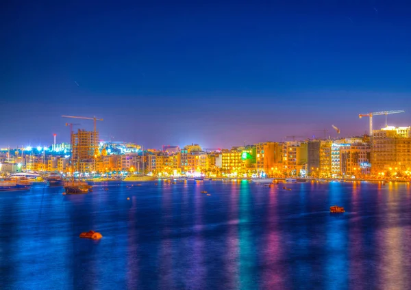 Night view of seaside of Sliema, Malt