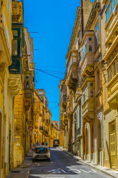 Vista Una Calle Estrecha Centro Histórico Senglea Malta — Foto de Stock