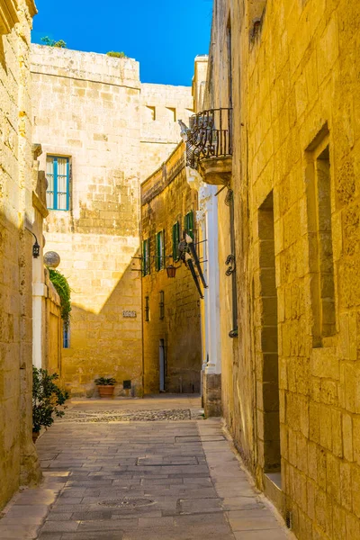 Vista Una Calle Estrecha Casco Antiguo Mdina Malta — Foto de Stock