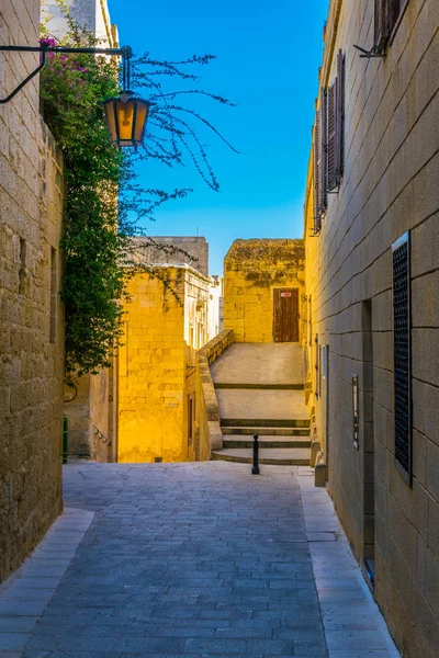 Vista Una Calle Estrecha Casco Antiguo Mdina Malta —  Fotos de Stock