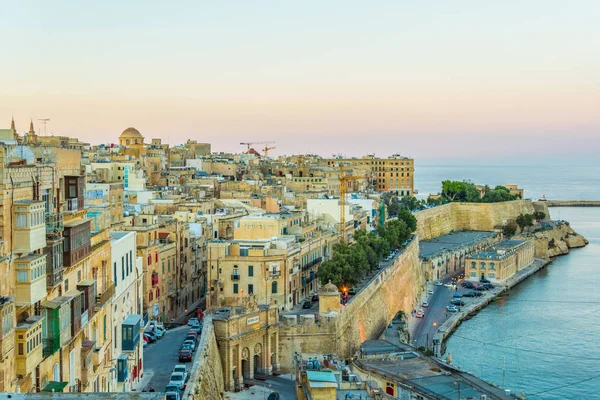 Solnedgång Utsikt Över Valletta Tittade Från Upper Barrakka Gardens Valletta — Stockfoto