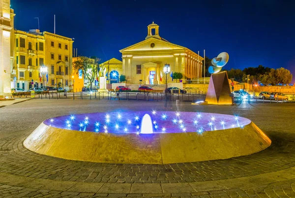 Vista Notturna Della Borsa Maltese Vallett — Foto Stock