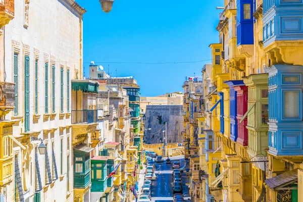 Fachadas Casas Históricas Cidade Velha Valletta Malte — Fotografia de Stock