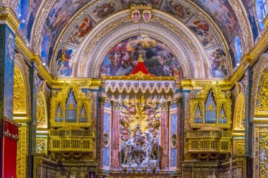 Valletta, Malta, 3 Mayıs 2017: St John's Co Katedrali Valletta, Malt, iç