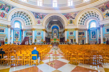 Mosta, Malta, 8 Haziran 2017: Mosta, Malt Rotunda içinin