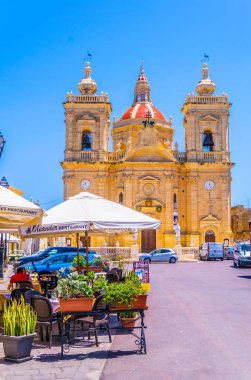 Xaghra, Malta, 7 Haziran 2017: Gozo, Malt, Xaghra Parish Kilisesi
