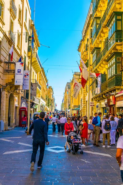 Valletta Malta Mei 2017 Weergave Van Een Smalle Straat Het — Stockfoto