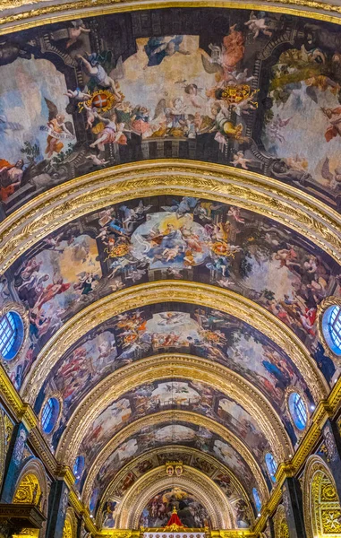 Valletta Malta Mai 2017 Plafonul Din Interiorul Catedralei Ioan Din — Fotografie, imagine de stoc