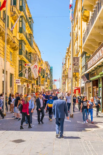 Valletta Malta Mei 2017 Weergave Van Een Smalle Straat Het — Stockfoto