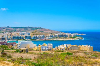 Marsalforn Bay Gozo, Malt, havadan görünümü