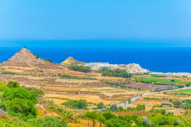 Marsalforn Bay Gozo, Malt, havadan görünümü