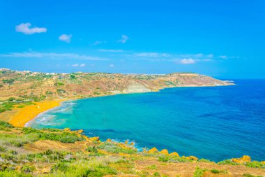 IR-Ramla Bay Gozo, Malt, havadan görünümü