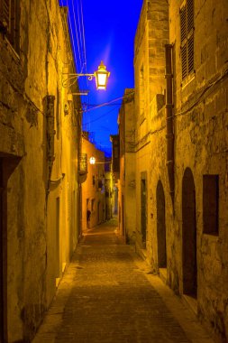 Victoria, Gozo, Malt Il-Kastell Kalesi gece görünümü