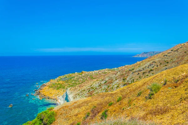 Kilátás Nyílik Gozo Marsalforn Gozo Maláta Közelében Egyenetlen Seacoast — Stock Fotó