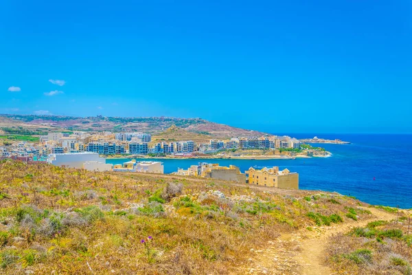 Flygfoto Över Marsalforn Bay Gozo Malt — Stockfoto