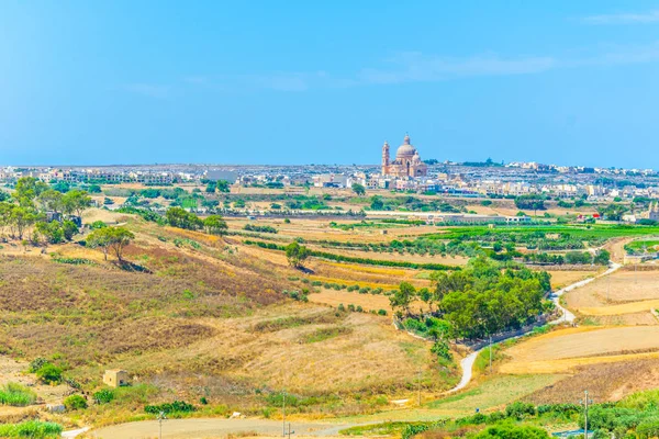 Vista Aérea Xewkija Con Rotonda San Juan Bautista Gozo Malta —  Fotos de Stock