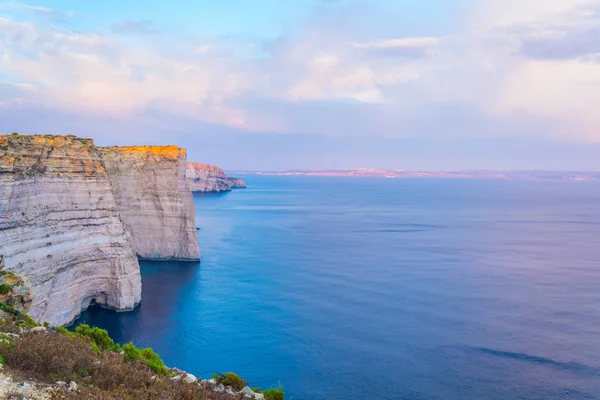 Sonnenuntergang Blick Über Die Cenc Klippen Auf Gozo Malz — Stockfoto