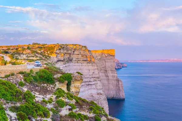 Sonnenuntergang Blick Über Die Cenc Klippen Auf Gozo Malz — Stockfoto