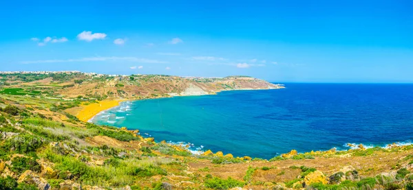 Widok Lotu Ptaka Ramla Bay Wyspie Gozo Słód — Zdjęcie stockowe