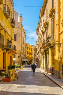 Trapani, İtalya, 21 Nisan 2017: Via torre arsa içinde Trapani, Sicilya, Ital görünümünü