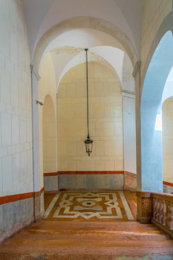 Palermo, İtalya, 23 Nisan 2017: Palazzo dei Normanni Palermo, Sicilya, Ital içinde koridor