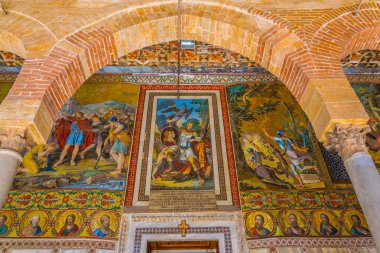 Palermo, İtalya, 23 Nisan 2017: İç Cappella palatina palazzo dei Normanni Palermo, Sicilya, Ital içinde içinde