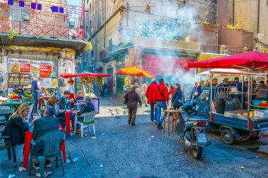 Palermo, İtalya, 23 Nisan 2017: Palermo, Sicilya, Ital vucciria pazarda görünümünü
