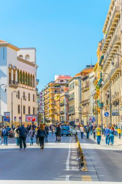 Palermo, İtalya, 23 Nisan 2017: Görünümünü bir via Palermo, Sicilya, Ital Roma