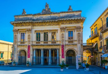 NOTO, ITALY, APRIL 25, 2017: Teatro comunale Vittorio Emanuele in Noto, Sicily, Ital