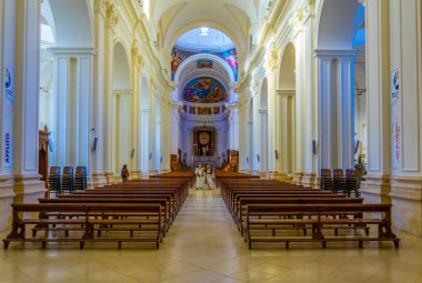 Noto, İtalya, 25 Nisan 2017: Noto, Sicilya, Ital Basilica Minore di San Nicola içinin