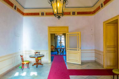 Noto, İtalya, 25 Nisan 2017: Palazzo Noto, Sicilya, Ital Nicolaci içinin